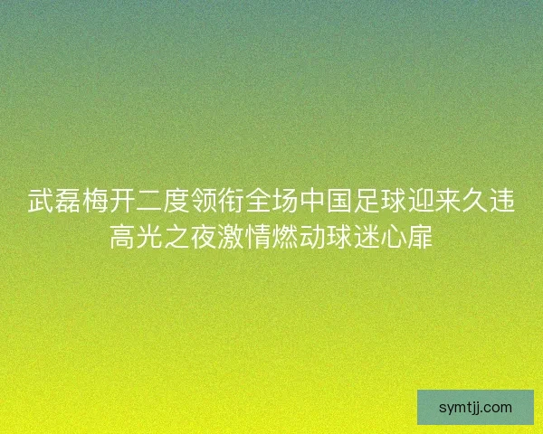 武磊梅开二度领衔全场中国足球迎来久违高光之夜激情燃动球迷心扉